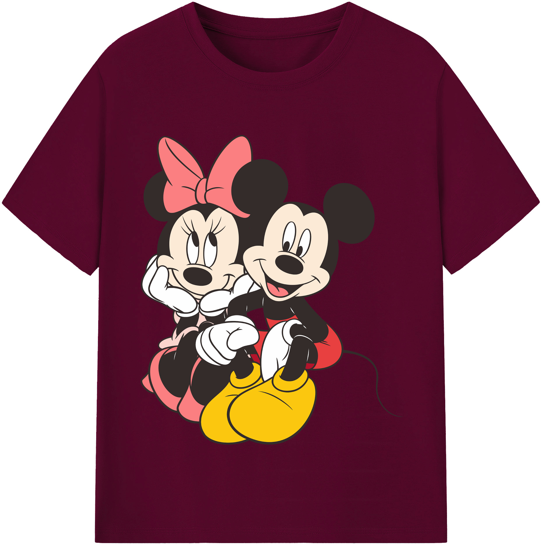 （画像用） ミッキーマウス Mickey Mouse レディースカジュアルプリントTシャツ（綿100％）